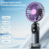 XIAOTREE Mini Portable USB Fan with 6 Speeds and Digital Display Foldable 3-in-1 Handheld Neck and Desktop Fan for Trave Outdoor