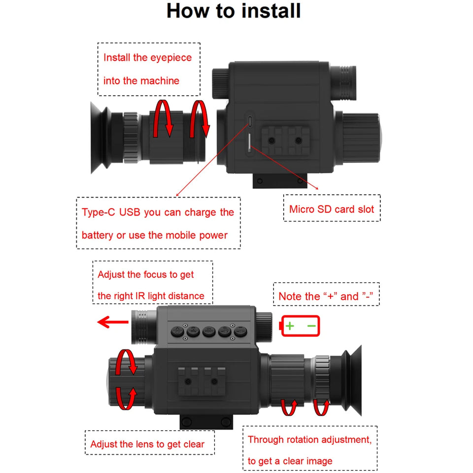 Tactical FAST Helmet NVG Night Vision Device, Hunting Riflescope IR Night Vision, Outdoor CS Shooting Training Sight Digital Cam