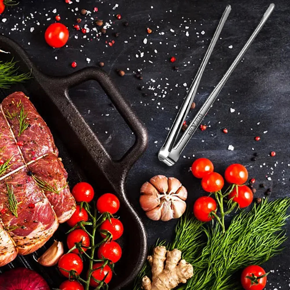 Grill Tongs Stainless Steel Food Tongs Metal Kitchen Tweezers Cooking Utensils for Salad Fish Steak Barbecue Buffet