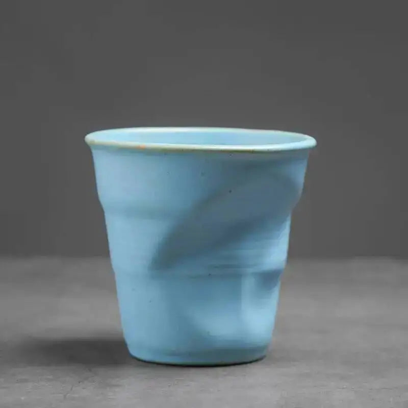 Coarse Pottery Coffee Cup   Hand Kneaded Pleated Cup Ceramic Latte Cup Espresso Cup Afternoon Tea Cup Vintage Cup