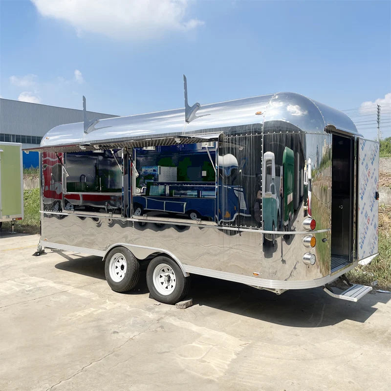 Customized Fast Food Truck Stainless Steel Trailer Full Kitchen Setup for Snacks Hotdogs Candies Chips Ice Cream Business