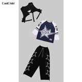 Girls Hip Hop Star Sweatshirt Vest Joggers Pants Boys Cool Streetwear Clothes Set Kids Children Jazz Street Dance K-pop Costumes