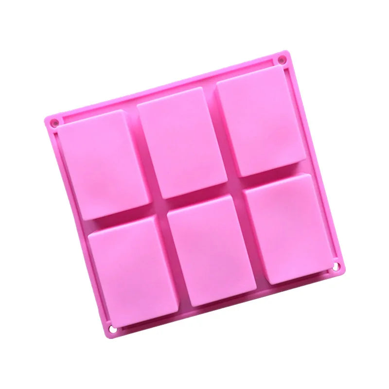 6 grid Handmade Soap Silicon Mold 6 types Floral Pattern Flat Bottom Essential oil Toilet Soap DIY Baking Cake Square Mold