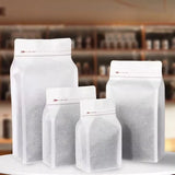 StoBag 50pcs White Cotton Paper Coffee Beans Packaging Bag with/No Valve Sealed for Powder Nuts Storage Stand Up Reusable Pouch