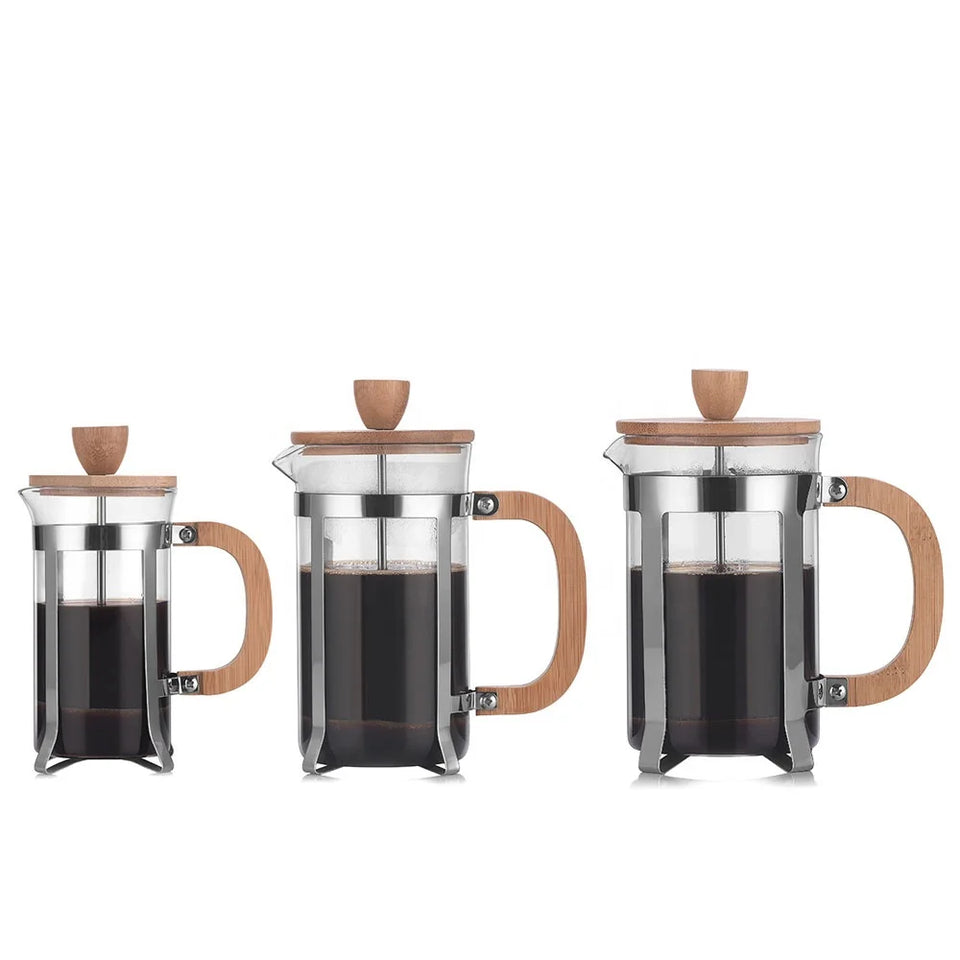 Hot-selling Wholesale Customized Coffee Moka Pot with wood handle and strainer