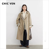 CHIC VEN Women Long Trench Coat Loose Casual New Plaid Patchwork Female Windbreaker Office Ladies Outerwear Spring Autumn 2025