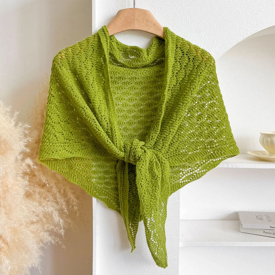 Korean Hollow Out Knitted Shawl Summer Air Conditioning Fake Collar Neck Guard Knit Thin Knotted Cape Shoulder Scarf For Women