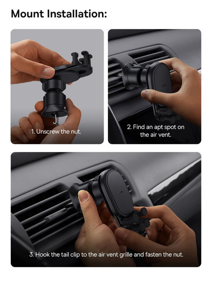 Baseus Car Phone Holder for iPhone Xiaomi Samsung Car Phone Stand Car Mount with Hook Clip Auto Locking Easy Install