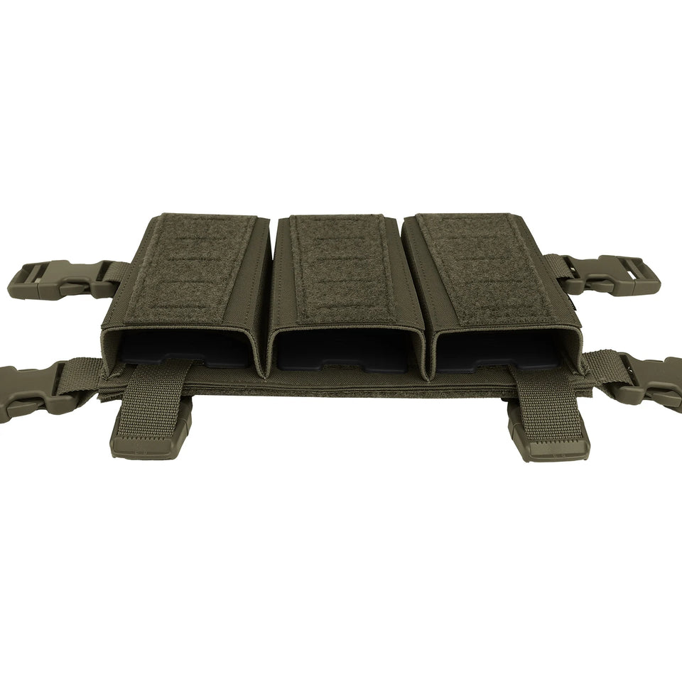 KRYDEX Tactical MOLLE Placard 5.56 Triple Magazine Pouch Front Panel Retention Insert Holder For Chest Rig Plate Carrier Vest