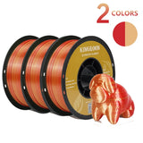 KINGROON Dual-color Silk PLA Filament 1.75mm 2 Color Coextrusion Glossy 3D Printer Filament PLA, 3kg/pack 1kg each spool