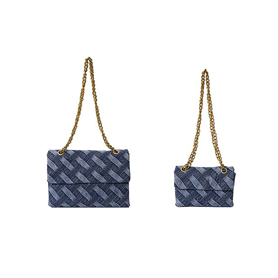 Women's K-G Shoulder Bag For High Quality Braided Denim Chain Crossbody Bag Designer Luxury Handbag Brand Ladies Bag