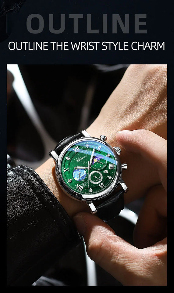 CHENXI Watches Luxury Men Waterproof Star Luminous Watch For Man High Quality Quartz Chronograph Leather Wristwatches Clock Male