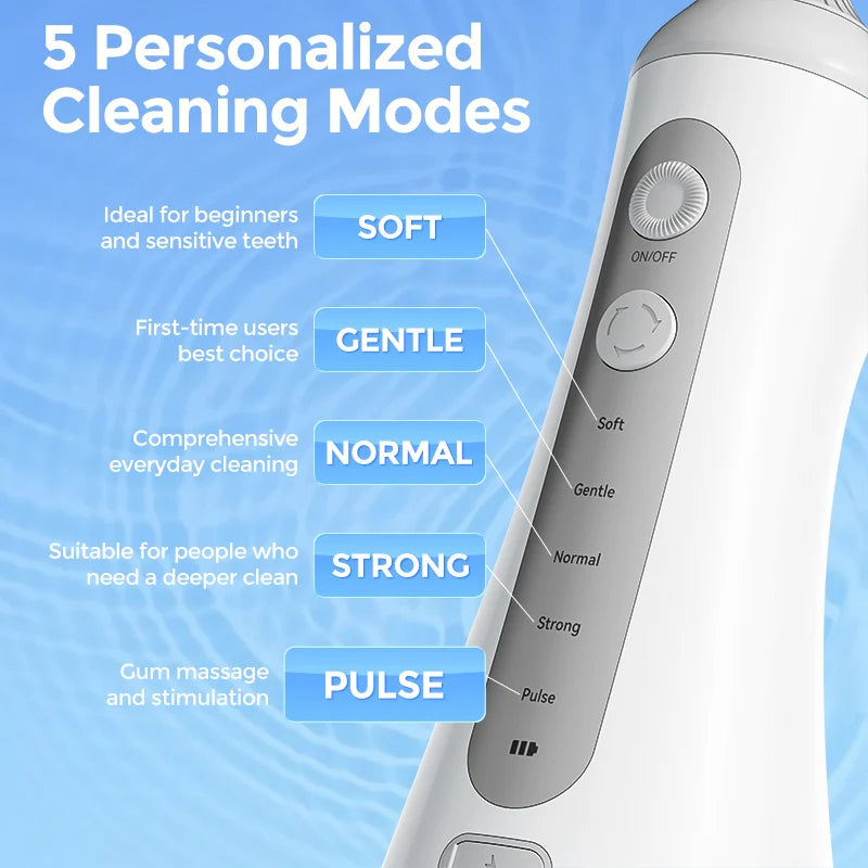 Sejoy Electric Oral Irrigator Water Dental Flosser Pick for Teeth Cordless 350ML Water Tank,6 Cleaning Modes, IPX7 for Home