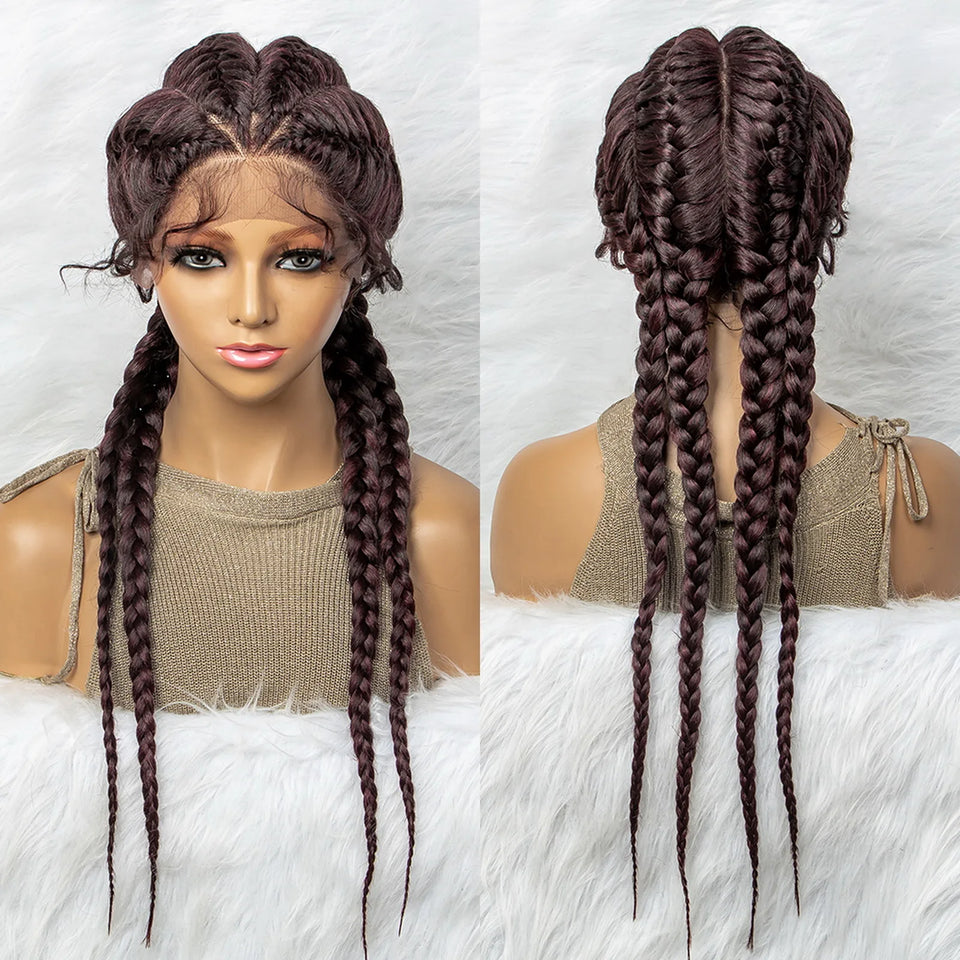 KIMA New Arrival 26 Inches Braided Wigs Synthetic Lace Front Hair Wig With Baby Hair for Black Women