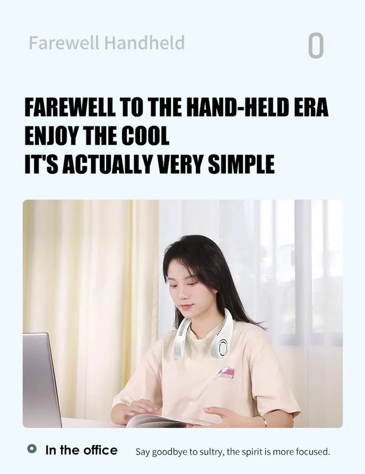 Mini Fan Silent Neck Hanging Fan Usb Portable Bladeless Rechargeable Led Digital Display Electric Air Cooler Summer Sports Fan