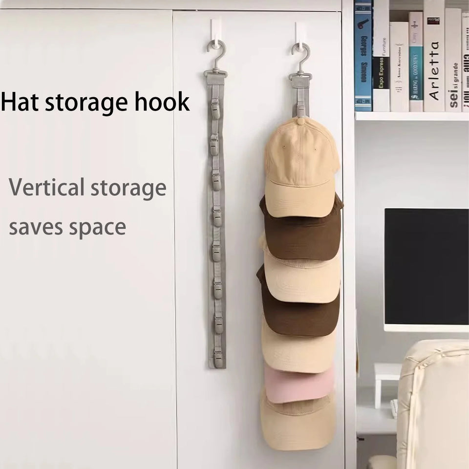 Closet Hat Rack Over the Door Hat Rack Hanging Hat Racks with Clip Buckle Baseball Caps Rack Hat Organizer Cap Rack Closet Door