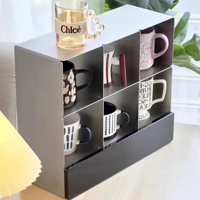 Coffee Cup Storage Display Stand Stainless Steel Retro Bath Bedroom Cosmetics Organization Rack Luxury Creative Home Accessories