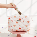 Storage Organizer Cherry Printing Makeup Bag Quilted Cosmetic Pouch Large Travel Cosmetic Bag Cute Cotton Makeup Pouch