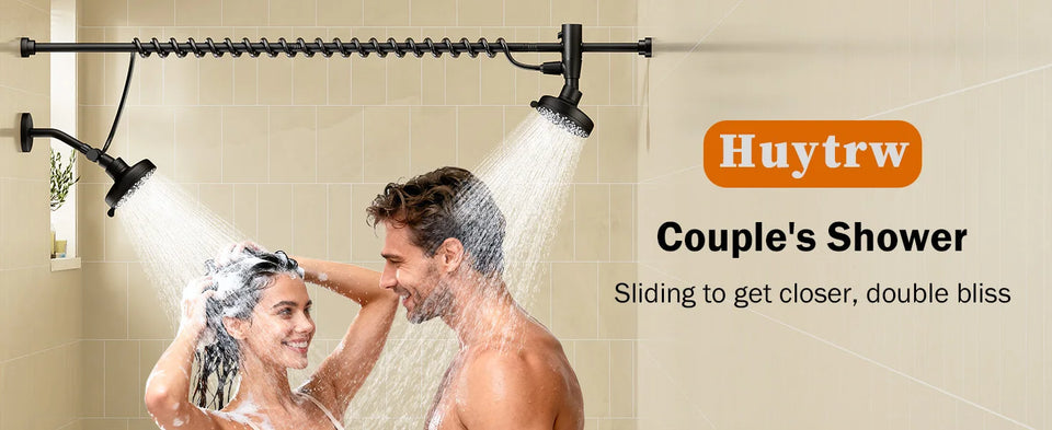 Tandem Shower Head For Couples, Dual Shower Head with Original Adjustable Slider, High Pressure Double Shower Head for Two