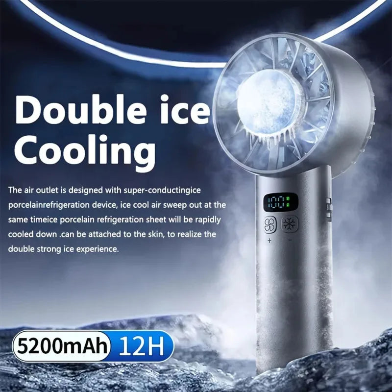 2025 New Cooling Handheld Fan with Ice Pack and Silent Operation100 Portable High-Speed Fan USB Mini Fan