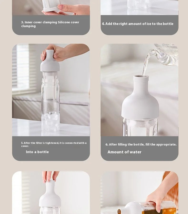 GIANXI Cold Brew Coffee Maker Home Cold Kettle Portable non-leaking Tea Cold Brew Cup Ice Drop Kettle Cold Brew Fruit Teapot