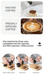 Outdoor camping portable capsule coffee machine, 3-in-1 multi-functional espresso machine with built-in wireless milk frother.