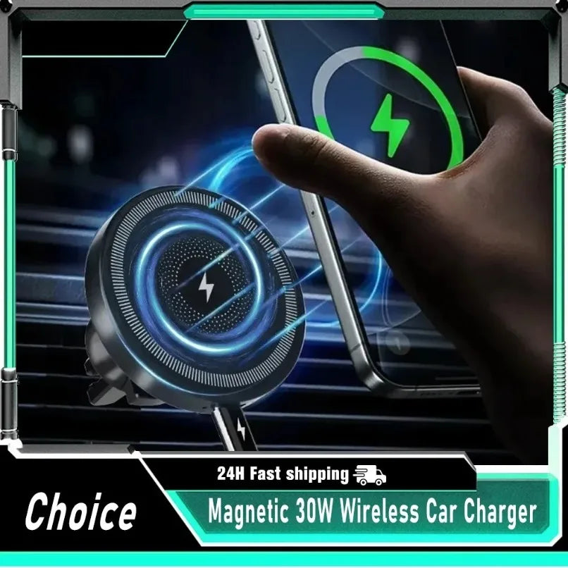 Magnetic Wireless Charger Car 360 Rotation Air Vent Phone Holder Stand Fast Charging Mount For iPhone 17 16 15 14 13 12 Pro Max