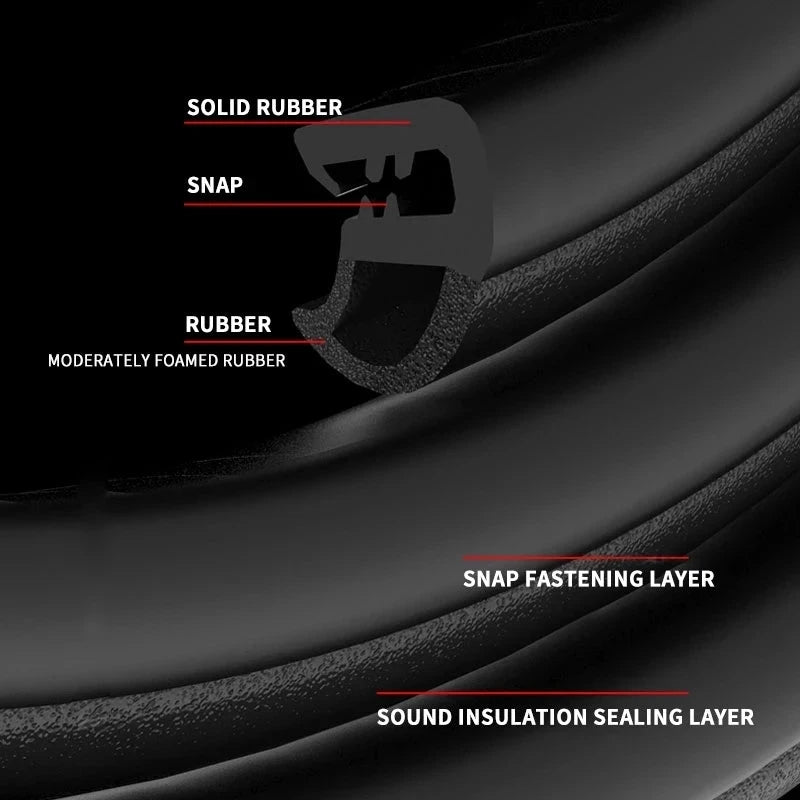 Car Door Seal Strip Rubber Car Door Side Sealing Weatherstrip For Car Waterproof Noise Insulation Sealant Auto Protection