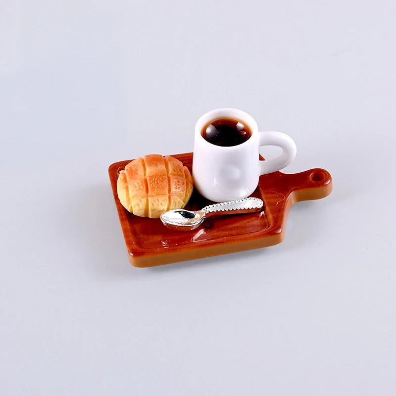 6pcs/ Set 1:12 Kitchen Toy Decoration Miniature Resin Coffee Cup Model Simulates Food And Beverage Home Tableware Decoration