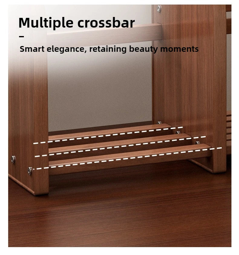 Solid wood bookshelf, desk shelf, desktop finishing, Nanzhu simple vertical table, small retractable storage shelf