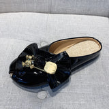 Women Slippers Gold Chain Bear Half Slippers Female Flats Sandals Brand Mullers Plus Size Summer Women Shoes Fashion Bow Slipper