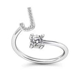 LATS Zircon Initial A-Z Letter Rings for Women Girl Adjustable Opening Ring Name Alphabet Female Wedding Fashion Jewelry Gift