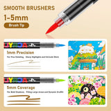 366 Colours Acrylic Markers Flexible Brush Tip Acrylic Paint Marker for Painting Stone Fabric Glass Ceramic Canvas Paper Wood