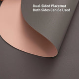 Double Sided Anti Slip PU Pad Table Mat with Coaster Oil-Proof Waterproof Leather Placemat Kitchen Dinner Coffee Tables Mats