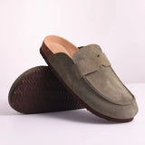 Gacimy Women Fashion Thick Sole Leather Clogs Slippers Classic Women's Mules Cork Clogs Slipper Outdoor Deep Heels Shoes Sandal