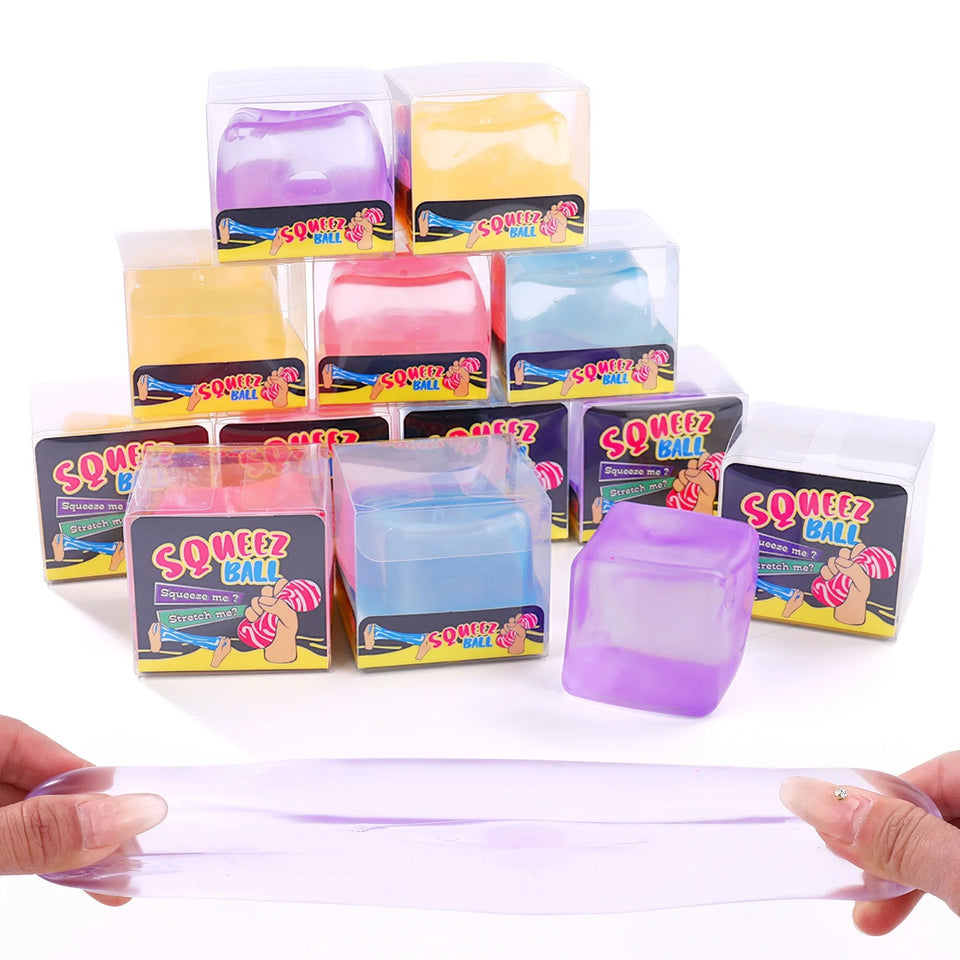 Ice Cube Shaped Square Stress Relief Ball Toy Squishy Squeeze Anxiety ADHD Stress Relief Sensory Adults Toys