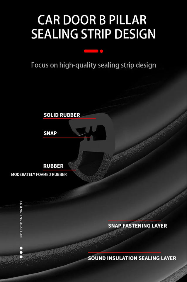 Car Door Seal Strip Rubber Car Door Side Sealing Weatherstrip For Car Waterproof Noise Insulation Sealant Auto Protection