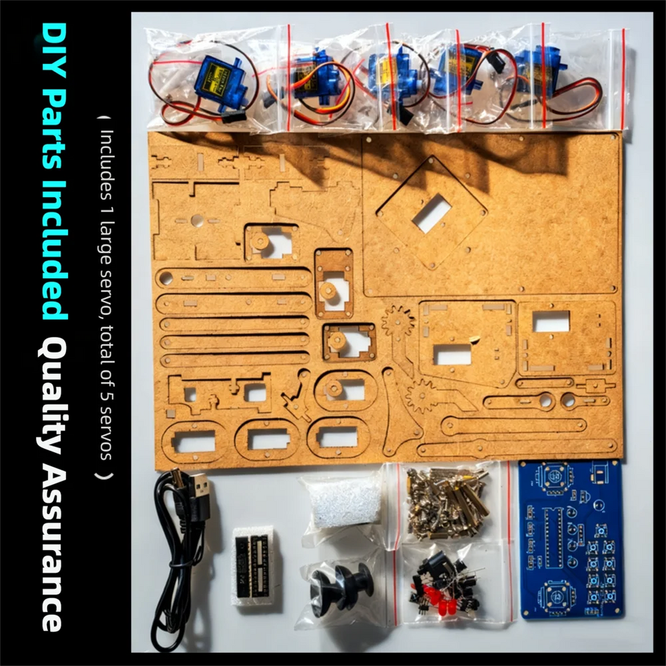 DIY Black Robotic Arm Construction Kit - Learn Welding, Basic Electronics, Circuit Design & Control, Perfect for STEM Projects, Maker Education, Beginners Tech Gift