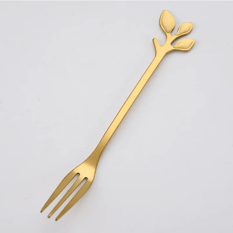 6Pcs Stainless Steel Tea Forks Gold Silver Cake Fork Snack Salad Coffee Fruit Fork Mirror Cutlery Tableware Set Kitchen Utensils