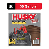 Large Trash Bags 30 Gallon 80 Count Tear-Resistant Drawstring Black Bags Unscented Durable Home Garage Waste Cleanup