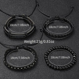 4/5PCS Fashion Leather Strap Men Business Watches Casual Mens Quartz Watch Vintage Bracelets Set Reloj Hombre（Without Box）