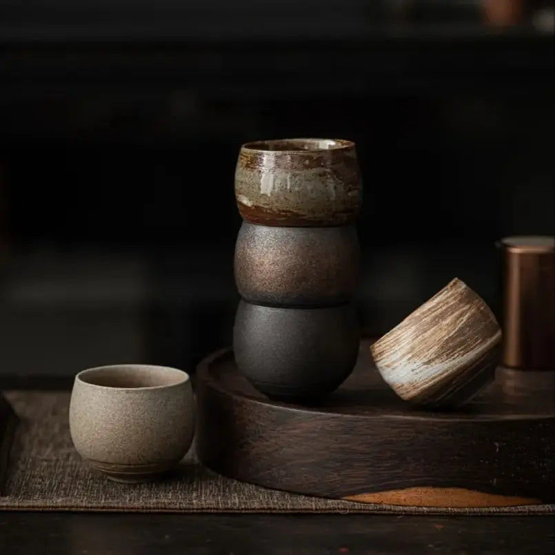 Mini Shot Coffee Tea Cup 2oz 60-80ml Creative Round Retro Ceramic Tea Cup