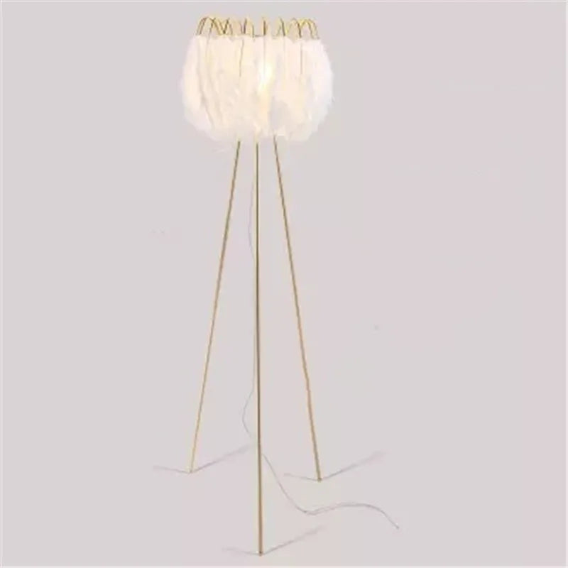 Modern Floor lamp for Living room Studio Bedroom Girl room feather lamp tripod minimal Gold floor table lamp