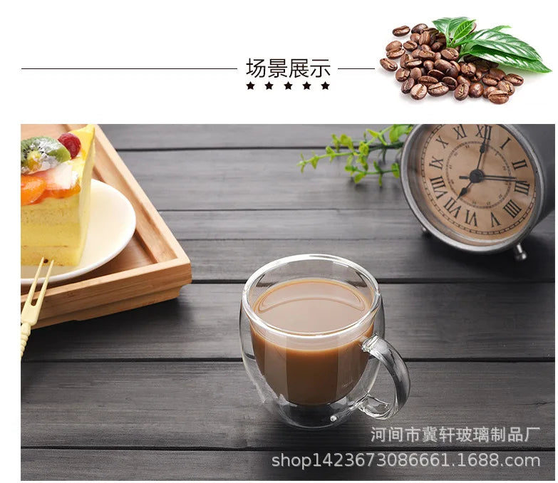 150/250/350/450ml Heat Resistant Double Wall Coffee Cup Transparent Glass Whiskey Tea Milk Cups Cold Beverage Wine Mug Drinkware