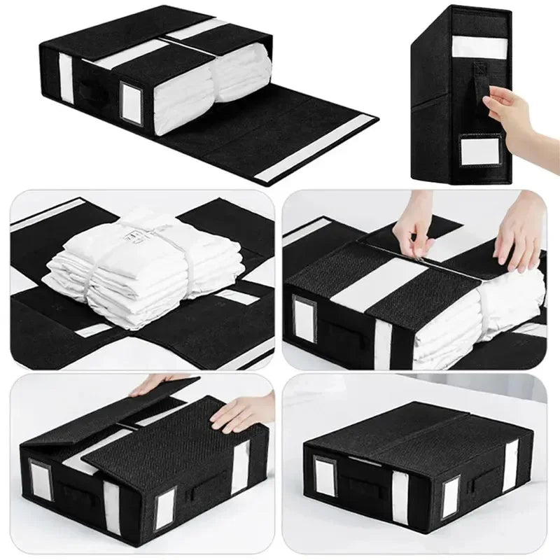 Foldable Closet Storage Bins Air And Dust Resistant Folding Bed Linen Organizer Window Clothes And Sheets Storage Box