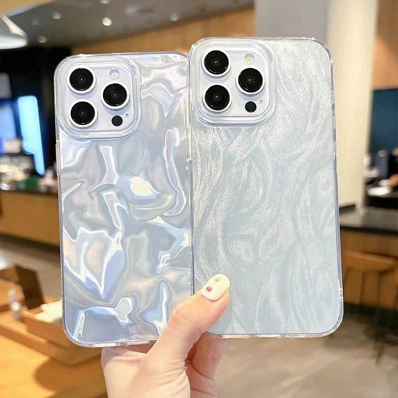 Luxury Laser Silver Gradient Phone Case For Xiaomi Redmi Note 13 12 11 10 Pro Plus 12S 11S Redmi 12 13C Poco X3 X6 M6 Pro Cover