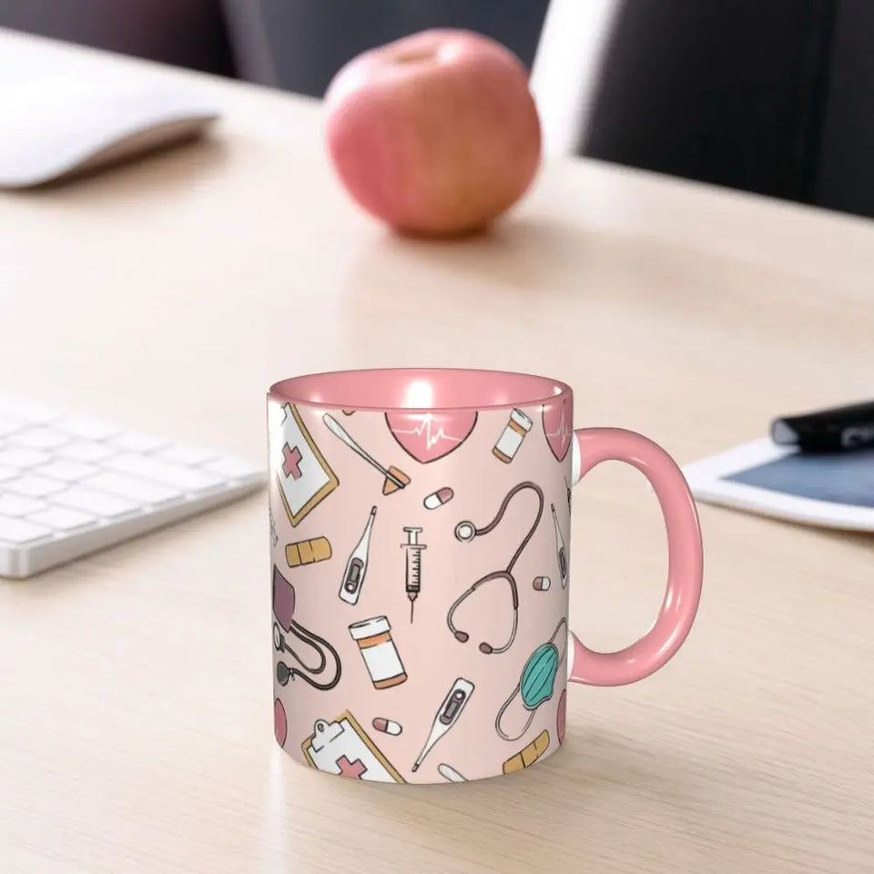 Pink Doctor Nurse Coffee Mugs DIY Customized Enfermera En Apuros Ceramic Milk Tea Mug Cup