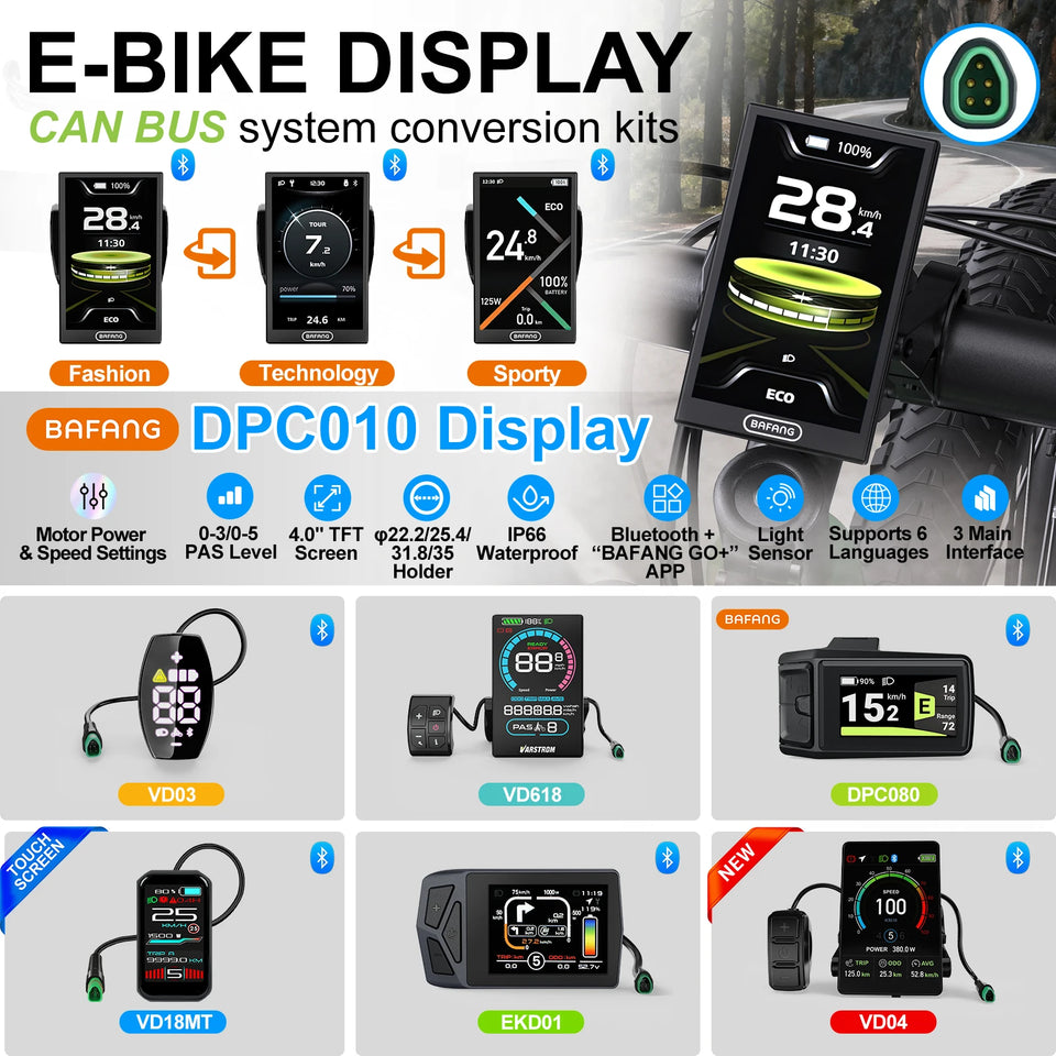 BAFANG CAN Display Electric Bike Computer DPC010 VD618 EKD01 Bluetooth Bafang CAN BUS Protocol Motors 5Pin Male Ebike Conversion