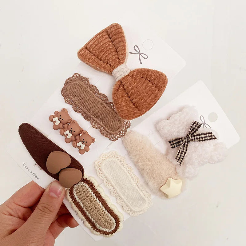 Coffee Warm Color Cute Cartoon Princess Hairpins Children Girls Kid Hair Clips Barrettes Accessories Hairclip Headwear Headdress