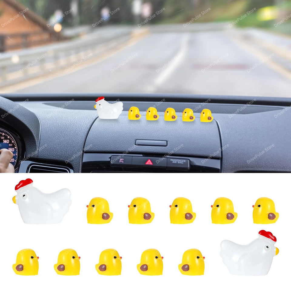 Cute Mini Chickens Car Decor, Fun Chicks Dashboard & Rearview Mirror Ornaments, Fairy Garden Home Accessories, Unique Car Gifts